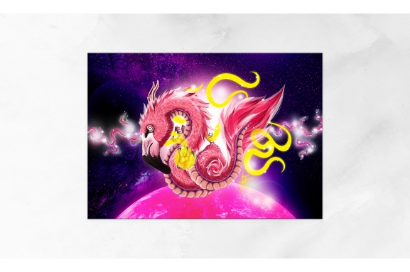 Flamingo Dragon Postcard