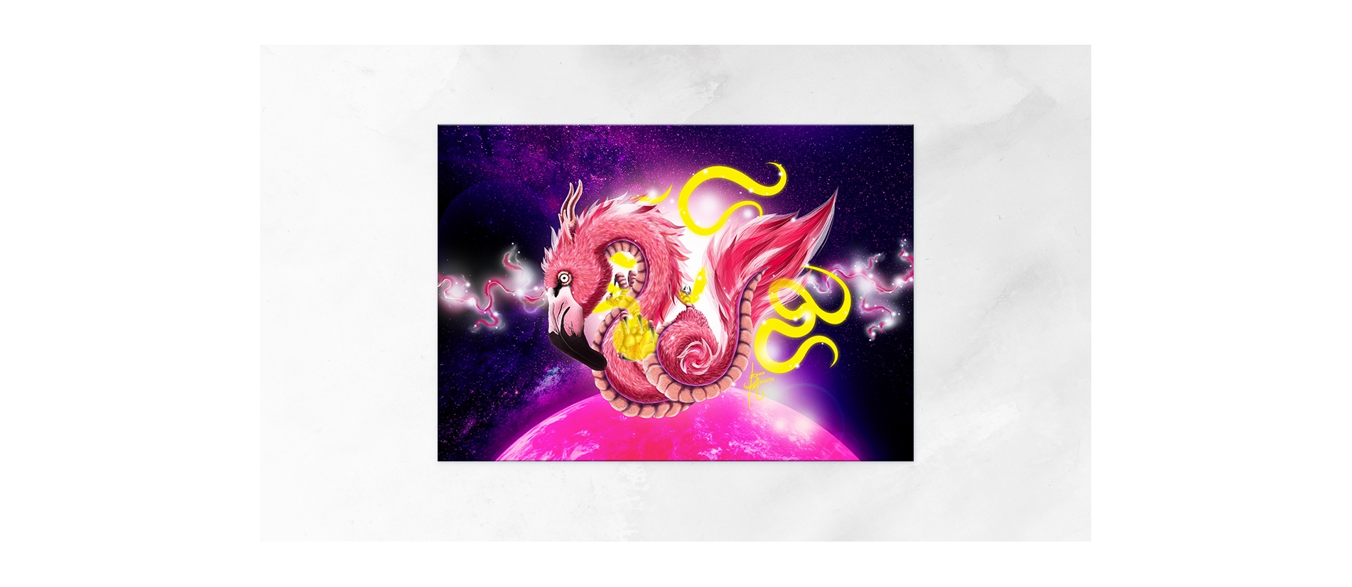 Flamingo Dragon Postcard